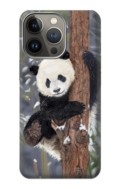 W3793 Cute Baby Panda Snow Painting Hülle Schutzhülle Taschen und Leder Flip für iPhone 14 Pro