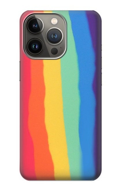 W3799 Cute Vertical Watercolor Rainbow Hülle Schutzhülle Taschen und Leder Flip für iPhone 14 Pro