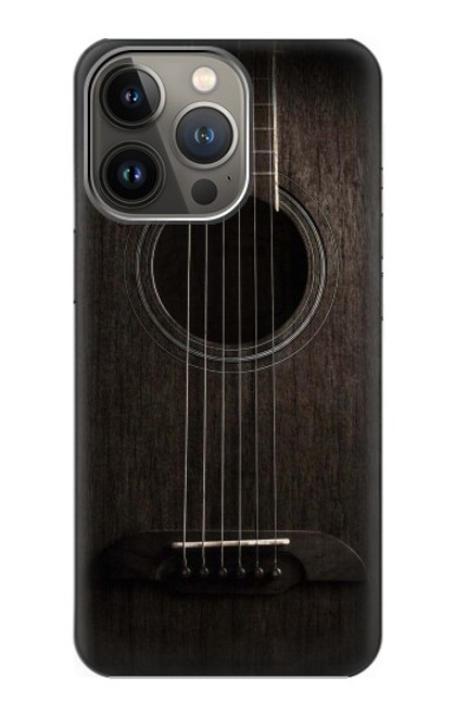 W3834 Old Woods Black Guitar Hülle Schutzhülle Taschen und Leder Flip für iPhone 14 Pro