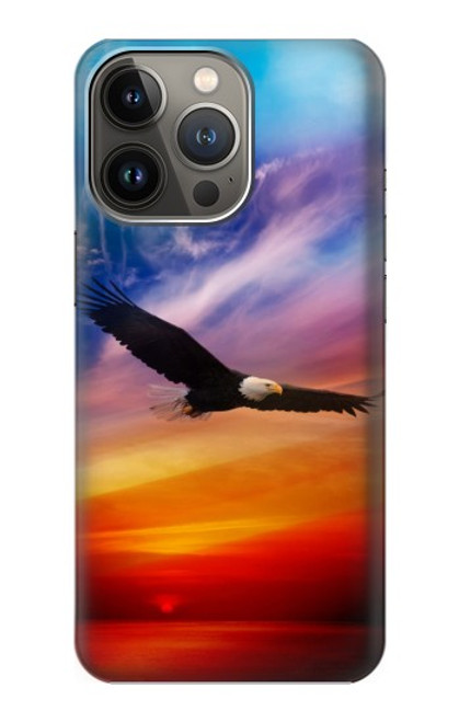 W3841 Bald Eagle Flying Colorful Sky Hülle Schutzhülle Taschen und Leder Flip für iPhone 14 Pro
