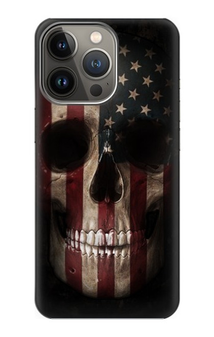 W3850 American Flag Skull Hülle Schutzhülle Taschen und Leder Flip für iPhone 14 Pro