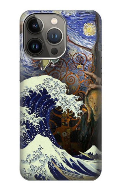 W3851 World of Art Van Gogh Hokusai Da Vinci Hülle Schutzhülle Taschen und Leder Flip für iPhone 14 Pro