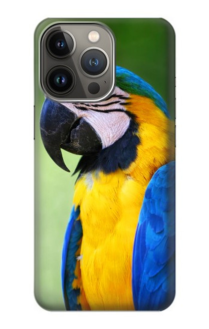 W3888 Macaw Face Bird Hülle Schutzhülle Taschen und Leder Flip für iPhone 14 Pro