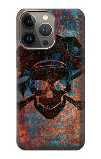 W3895 Pirate Skull Metal Hülle Schutzhülle Taschen und Leder Flip für iPhone 14 Pro