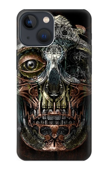 W1685 Steampunk Skull Head Hülle Schutzhülle Taschen und Leder Flip für iPhone 14 Plus