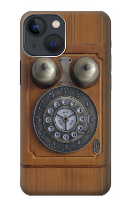 W3146 Antique Wall Retro Dial Phone Hülle Schutzhülle Taschen und Leder Flip für iPhone 14 Plus