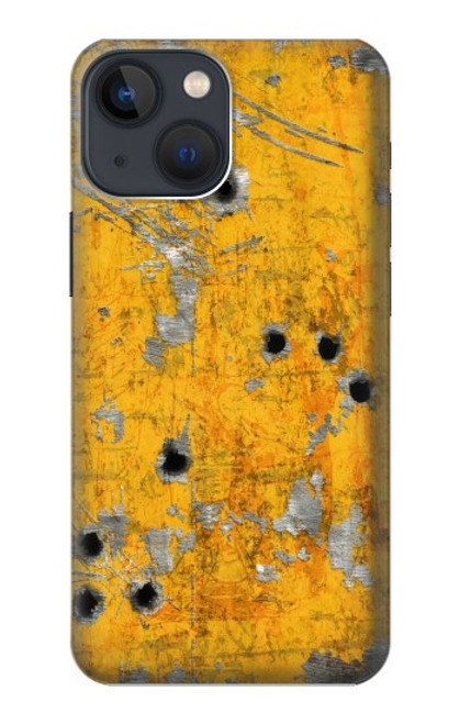 W3528 Bullet Rusting Yellow Metal Hülle Schutzhülle Taschen und Leder Flip für iPhone 14 Plus