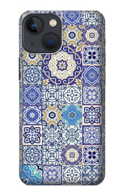 W3537 Moroccan Mosaic Pattern Hülle Schutzhülle Taschen und Leder Flip für iPhone 14 Plus