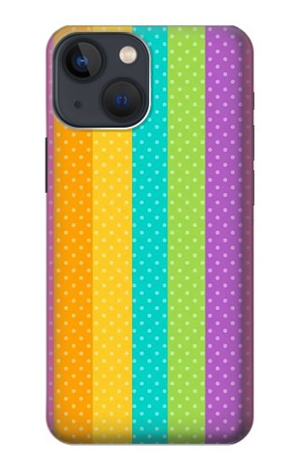 W3678 Colorful Rainbow Vertical Hülle Schutzhülle Taschen und Leder Flip für iPhone 14 Plus