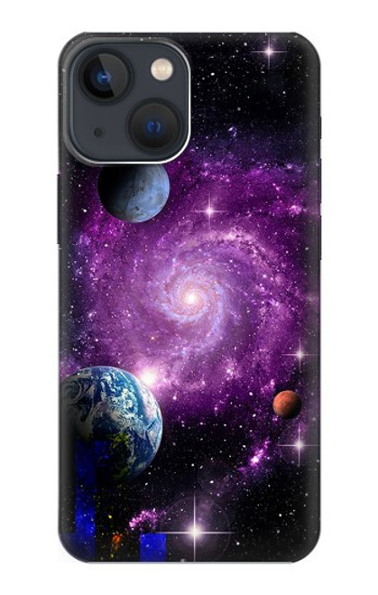 W3689 Galaxy Outer Space Planet Hülle Schutzhülle Taschen und Leder Flip für iPhone 14 Plus