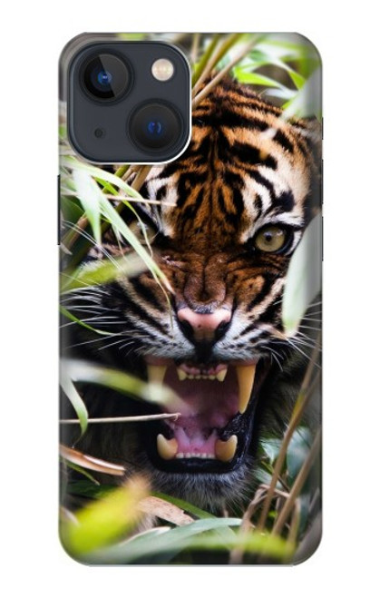 W3838 Barking Bengal Tiger Hülle Schutzhülle Taschen und Leder Flip für iPhone 14 Plus