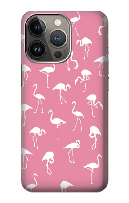 W2858 Pink Flamingo Pattern Hülle Schutzhülle Taschen und Leder Flip für iPhone 14 Pro Max