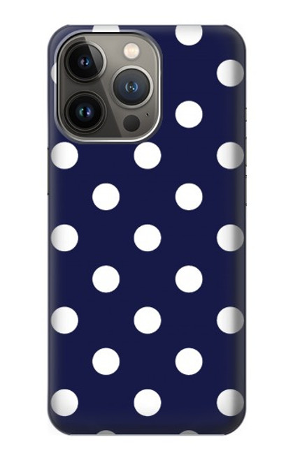 W3533 Blue Polka Dot Hülle Schutzhülle Taschen und Leder Flip für iPhone 14 Pro Max