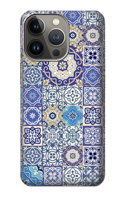 W3537 Moroccan Mosaic Pattern Hülle Schutzhülle Taschen und Leder Flip für iPhone 14 Pro Max