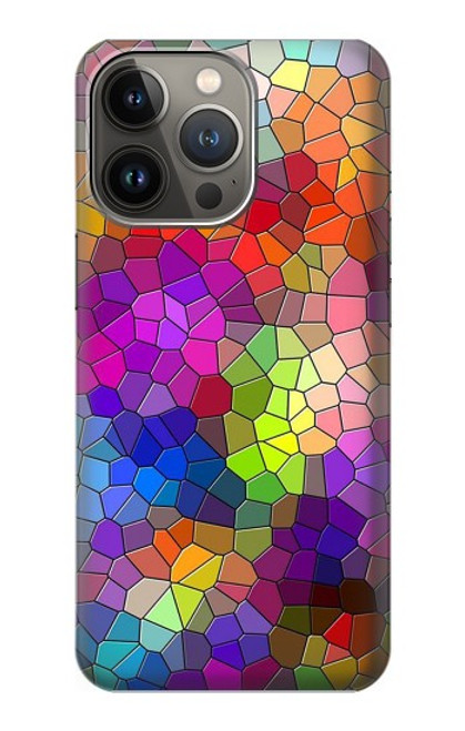 W3677 Colorful Brick Mosaics Hülle Schutzhülle Taschen und Leder Flip für iPhone 14 Pro Max