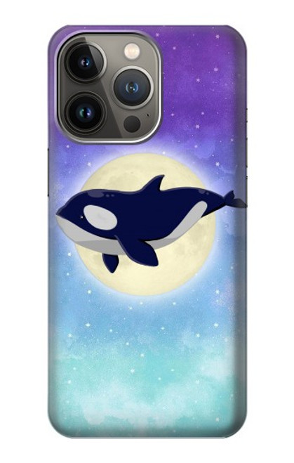 W3807 Killer Whale Orca Moon Pastel Fantasy Hülle Schutzhülle Taschen und Leder Flip für iPhone 14 Pro Max