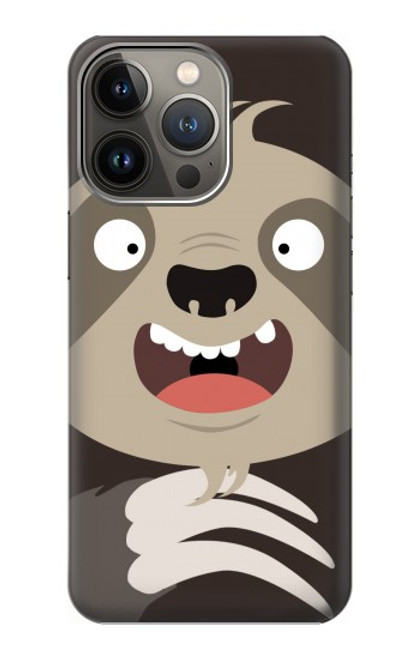 W3855 Sloth Face Cartoon Hülle Schutzhülle Taschen und Leder Flip für iPhone 14 Pro Max