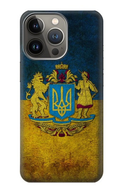 W3858 Ukraine Vintage Flag Hülle Schutzhülle Taschen und Leder Flip für iPhone 14 Pro Max