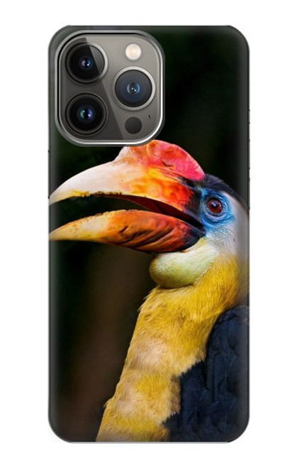 W3876 Colorful Hornbill Hülle Schutzhülle Taschen und Leder Flip für iPhone 14 Pro Max