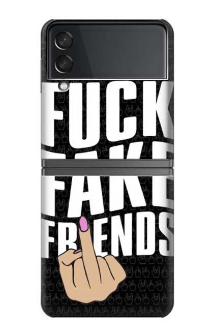 W3598 Middle Finger Fuck Fake Friend Hülle Schutzhülle Taschen Flip für Samsung Galaxy Z Flip 4