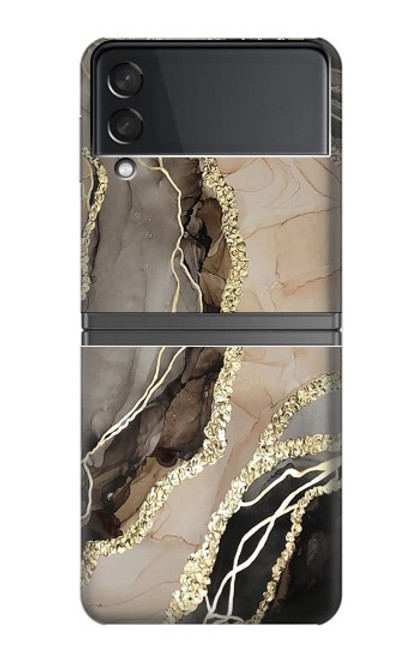 W3700 Marble Gold Graphic Printed Hülle Schutzhülle Taschen Flip für Samsung Galaxy Z Flip 4