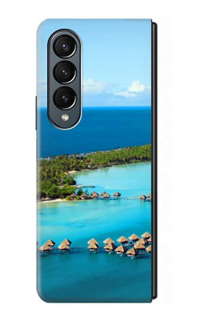 W0844 Bora Bora Island Hülle Schutzhülle Taschen Flip für Samsung Galaxy Z Fold 4