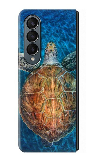 W1249 Blue Sea Turtle Hülle Schutzhülle Taschen Flip für Samsung Galaxy Z Fold 4