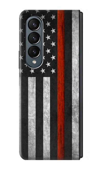 W3472 Firefighter Thin Red Line Flag Hülle Schutzhülle Taschen Flip für Samsung Galaxy Z Fold 4