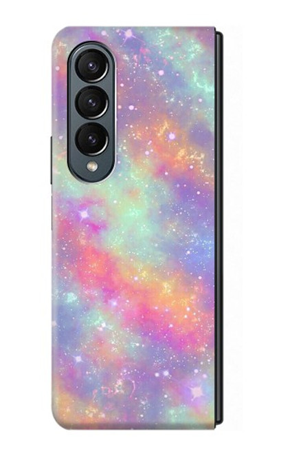 W3706 Pastel Rainbow Galaxy Pink Sky Hülle Schutzhülle Taschen Flip für Samsung Galaxy Z Fold 4