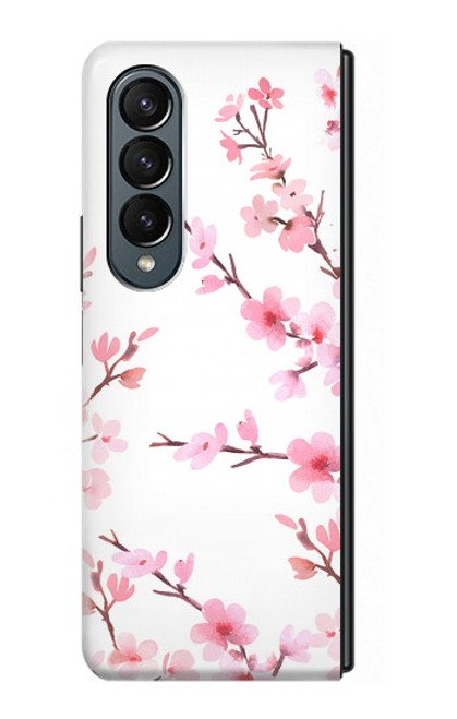 W3707 Pink Cherry Blossom Spring Flower Hülle Schutzhülle Taschen Flip für Samsung Galaxy Z Fold 4