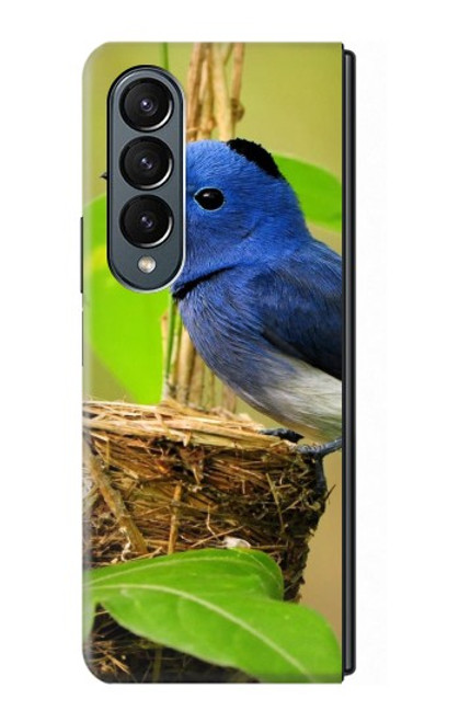 W3839 Bluebird of Happiness Blue Bird Hülle Schutzhülle Taschen Flip für Samsung Galaxy Z Fold 4