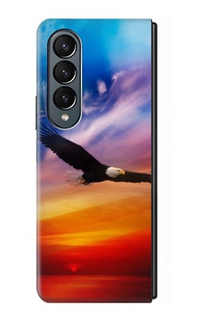 W3841 Bald Eagle Flying Colorful Sky Hülle Schutzhülle Taschen Flip für Samsung Galaxy Z Fold 4