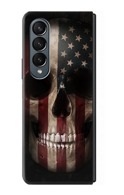 W3850 American Flag Skull Hülle Schutzhülle Taschen Flip für Samsung Galaxy Z Fold 4