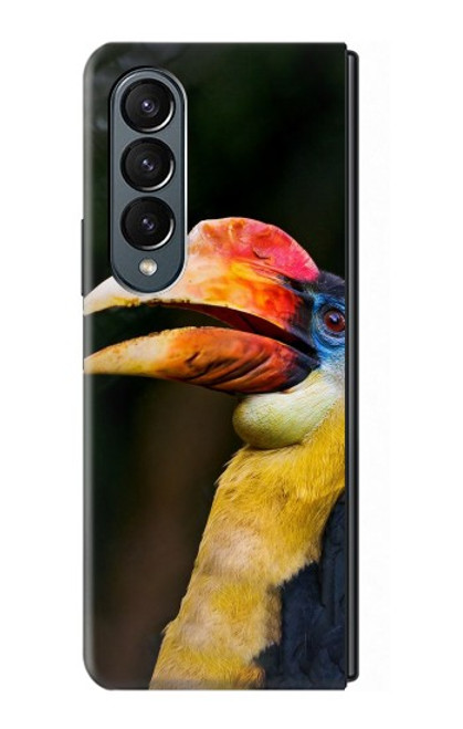 W3876 Colorful Hornbill Hülle Schutzhülle Taschen Flip für Samsung Galaxy Z Fold 4