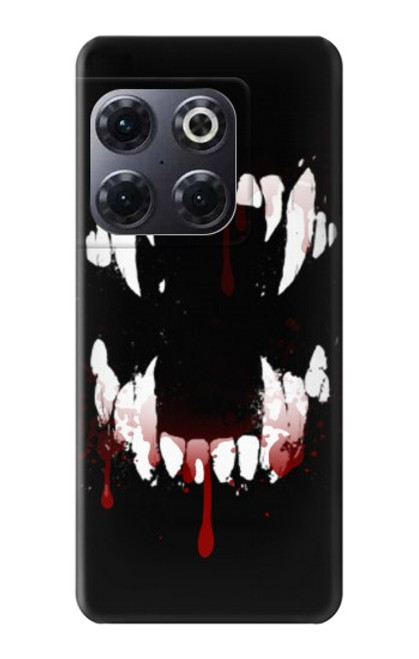 W3527 Vampire Teeth Bloodstain Hülle Schutzhülle Taschen und Leder Flip für OnePlus 10T