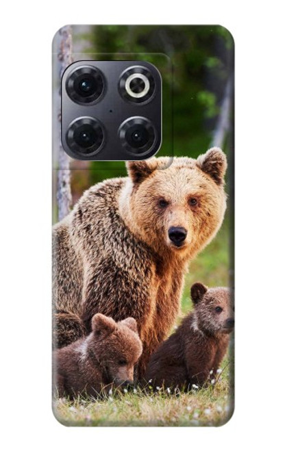 W3558 Bear Family Hülle Schutzhülle Taschen und Leder Flip für OnePlus 10T