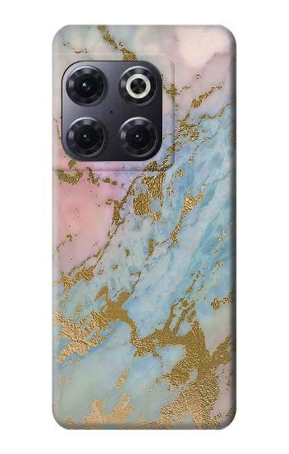 W3717 Rose Gold Blue Pastel Marble Graphic Printed Hülle Schutzhülle Taschen und Leder Flip für OnePlus 10T