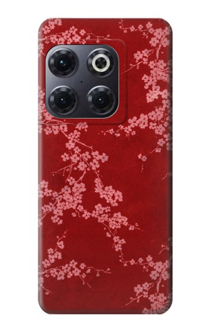 W3817 Red Floral Cherry blossom Pattern Hülle Schutzhülle Taschen und Leder Flip für OnePlus 10T