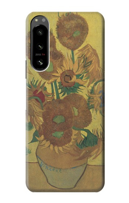 W0214 Van Gogh Vase Fifteen Sunflowers Hülle Schutzhülle Taschen und Leder Flip für Sony Xperia 5 IV