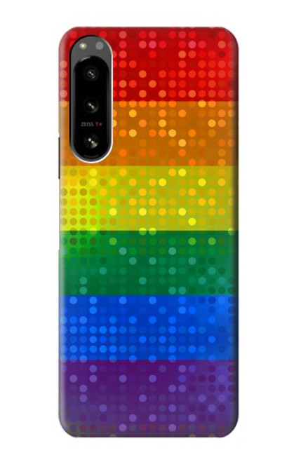 W2683 Rainbow LGBT Pride Flag Hülle Schutzhülle Taschen und Leder Flip für Sony Xperia 5 IV