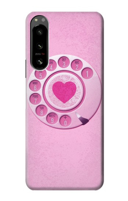 W2847 Pink Retro Rotary Phone Hülle Schutzhülle Taschen und Leder Flip für Sony Xperia 5 IV