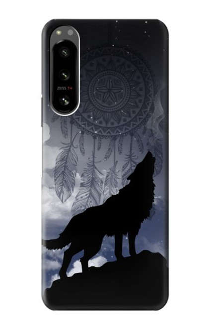 W3011 Dream Catcher Wolf Howling Hülle Schutzhülle Taschen und Leder Flip für Sony Xperia 5 IV