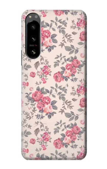 W3095 Vintage Rose Pattern Hülle Schutzhülle Taschen und Leder Flip für Sony Xperia 5 IV