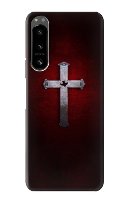 W3160 Christian Cross Hülle Schutzhülle Taschen und Leder Flip für Sony Xperia 5 IV
