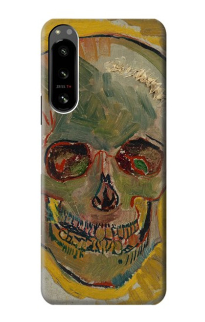 W3359 Vincent Van Gogh Skull Hülle Schutzhülle Taschen und Leder Flip für Sony Xperia 5 IV