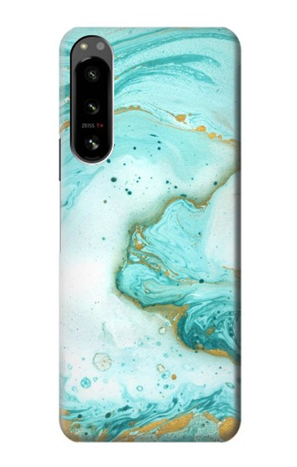 W3399 Green Marble Graphic Print Hülle Schutzhülle Taschen und Leder Flip für Sony Xperia 5 IV