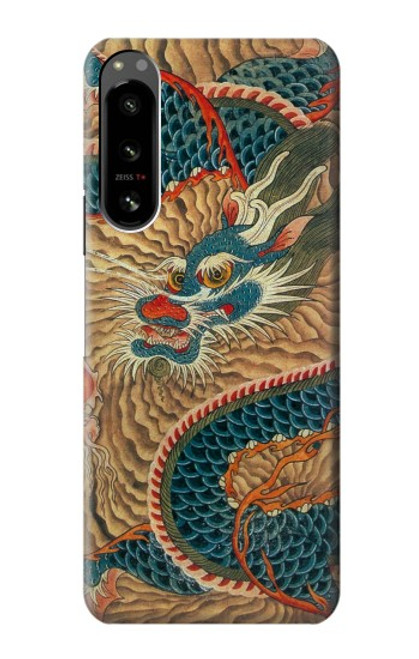 W3541 Dragon Cloud Painting Hülle Schutzhülle Taschen und Leder Flip für Sony Xperia 5 IV