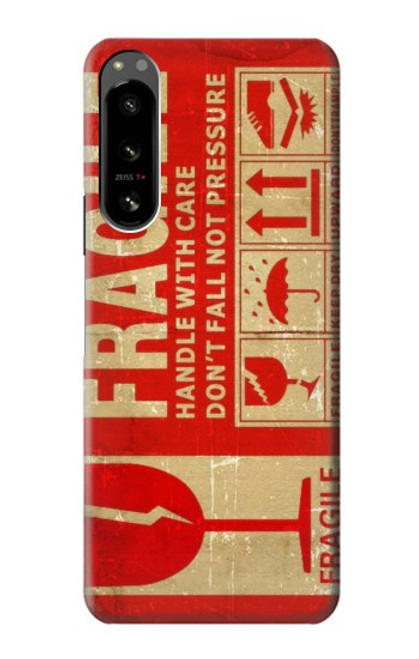 W3552 Vintage Fragile Label Art Hülle Schutzhülle Taschen und Leder Flip für Sony Xperia 5 IV