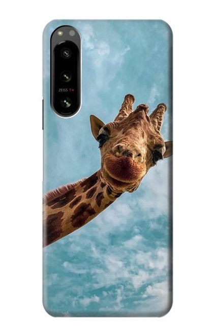 W3680 Cute Smile Giraffe Hülle Schutzhülle Taschen und Leder Flip für Sony Xperia 5 IV