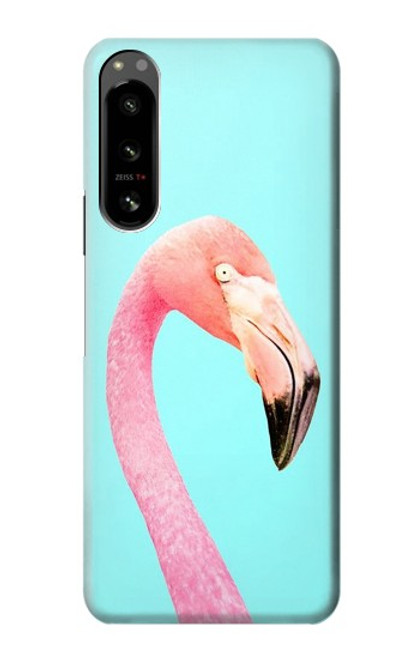 W3708 Pink Flamingo Hülle Schutzhülle Taschen und Leder Flip für Sony Xperia 5 IV